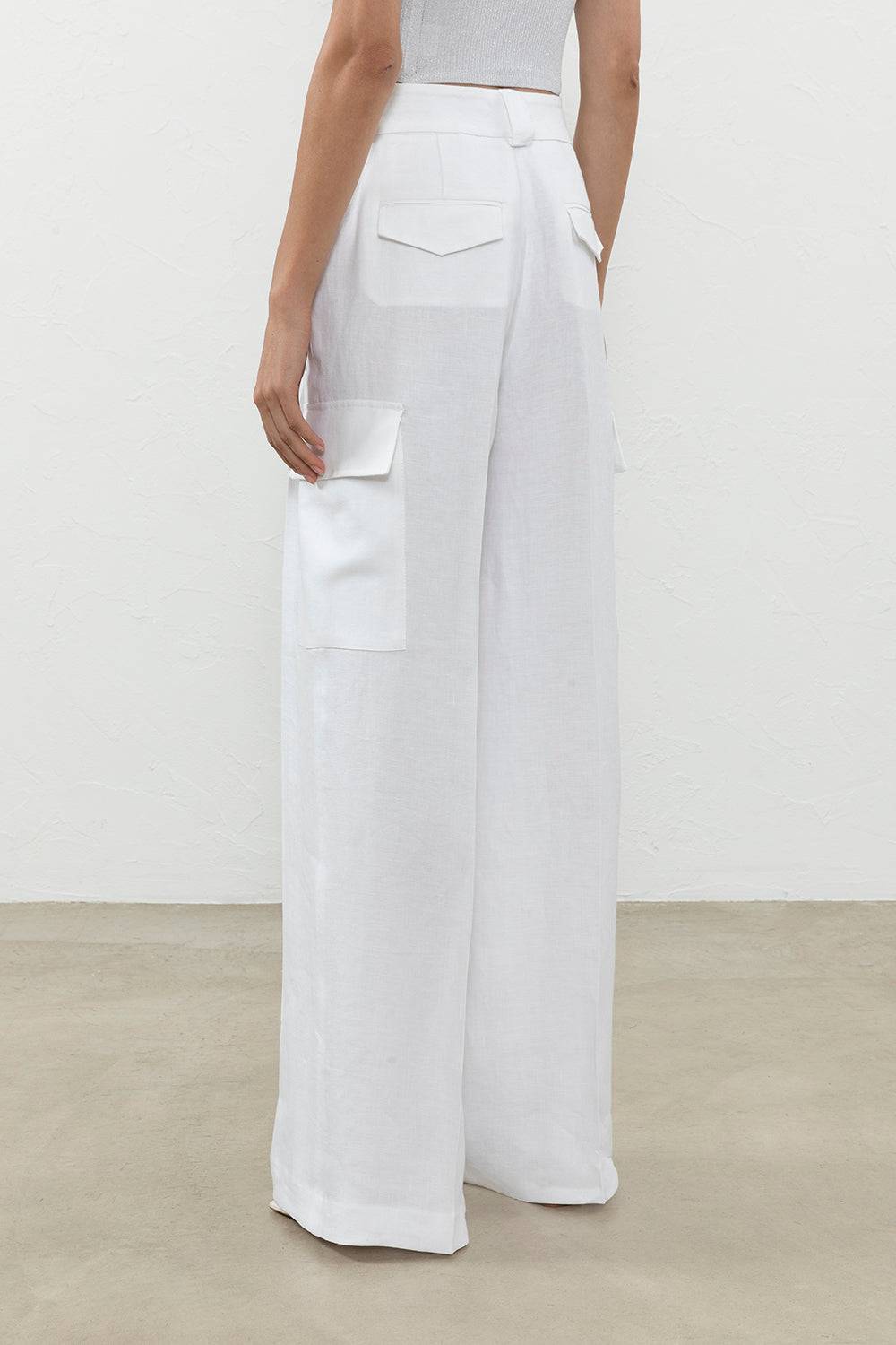 Peserico Pantalone Cargo In Gabardina Di Puro Lino