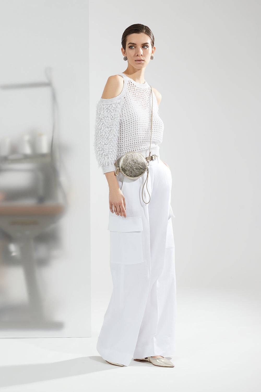 Peserico Pantalone Cargo In Gabardina Di Puro Lino