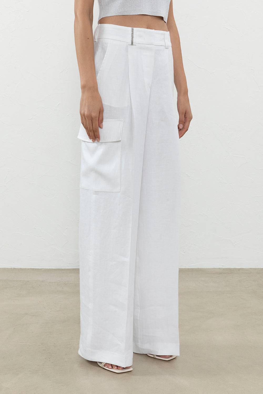 Peserico Pantalone cargo in gabardina di puro lino