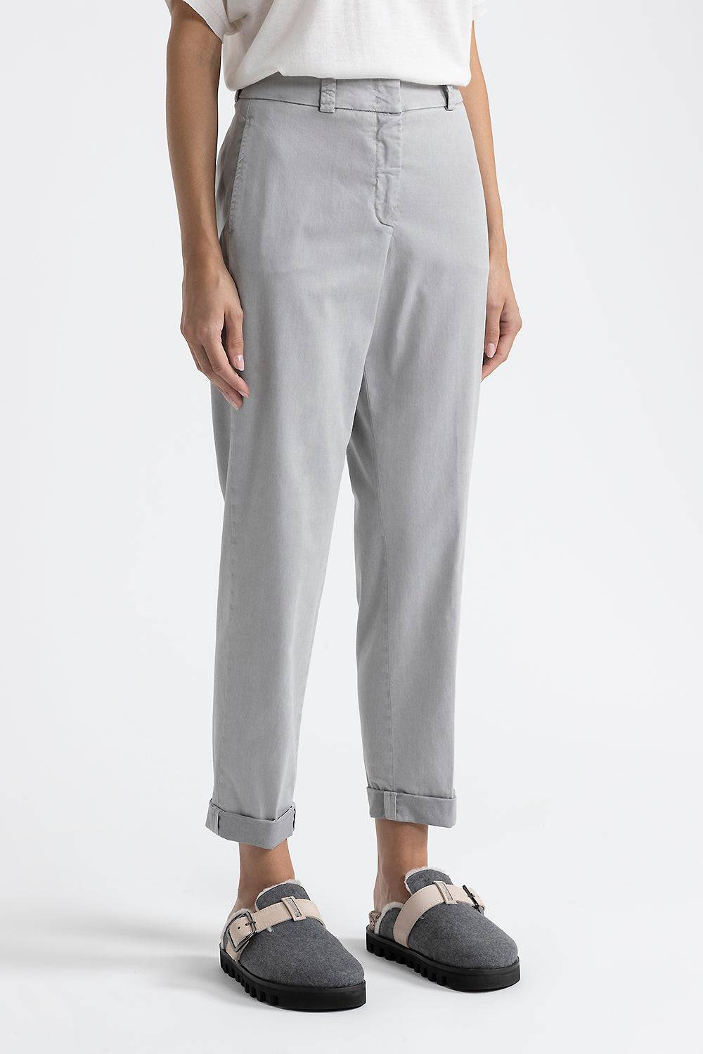 Peserico Pantalone carrot in gabardina mano pesca