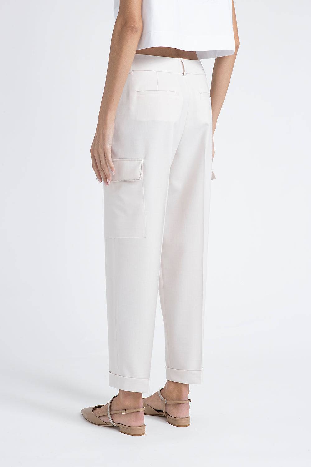 Peserico Pantalone Carrot In Twill Di Lana Tecnica