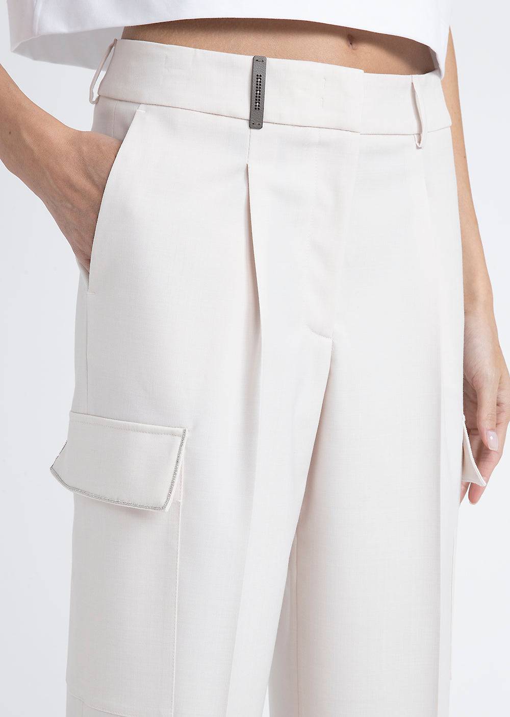 Peserico Pantalone Carrot In Twill Di Lana Tecnica