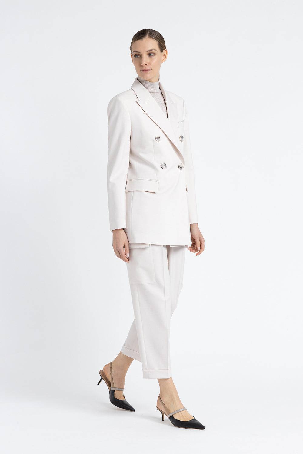 Peserico Pantalone Carrot In Twill Di Lana Tecnica