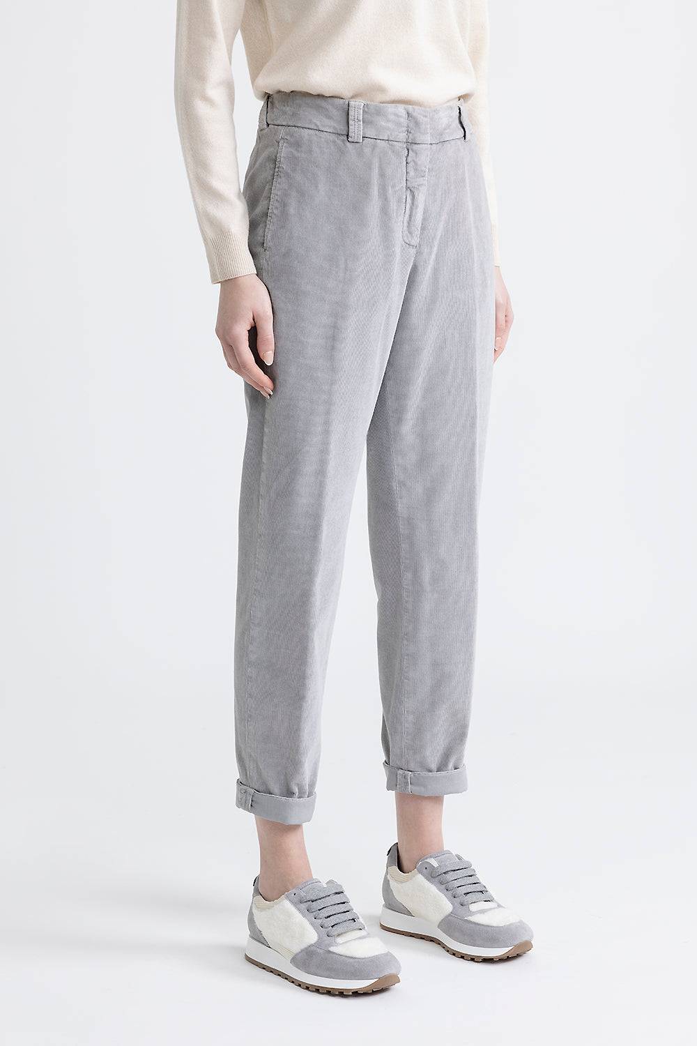 Peserico Pantalone carrot in velluto 2000 righe