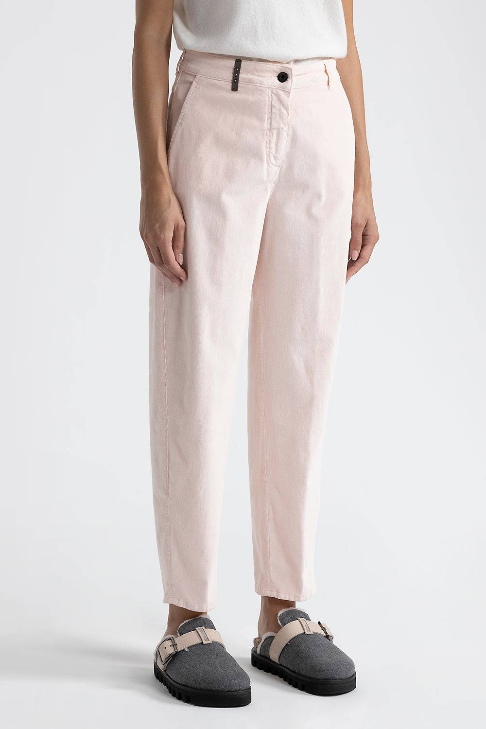 Peserico Pantalone carrot in velluto 2000 righe