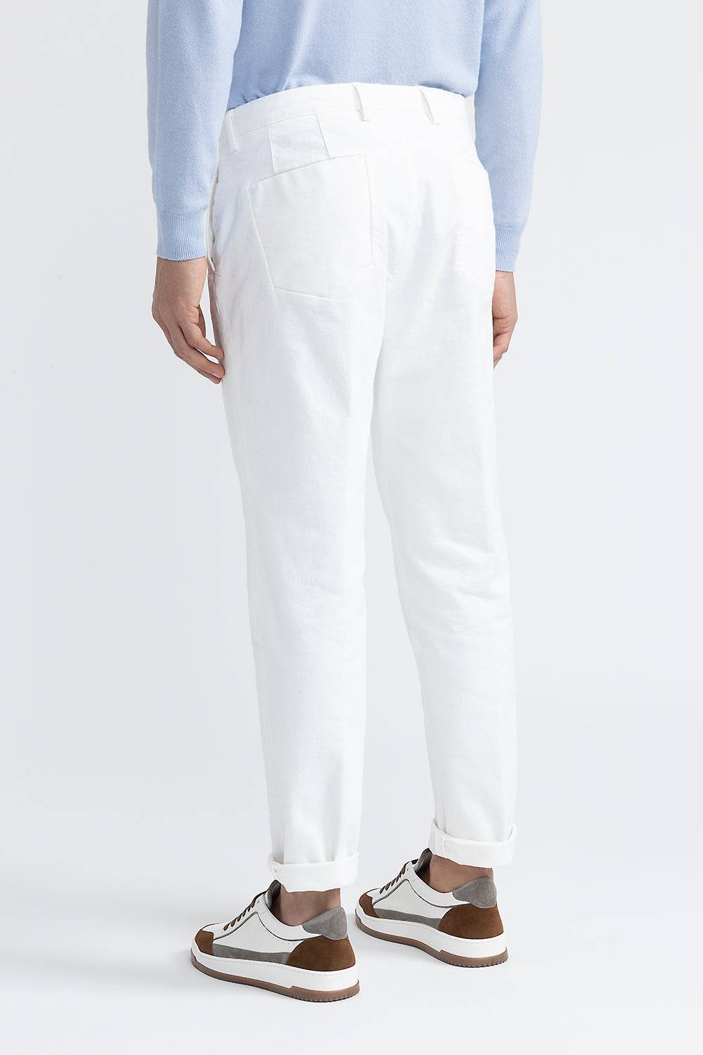 Peserico Pantalone Chino In Bull Denim Bianco