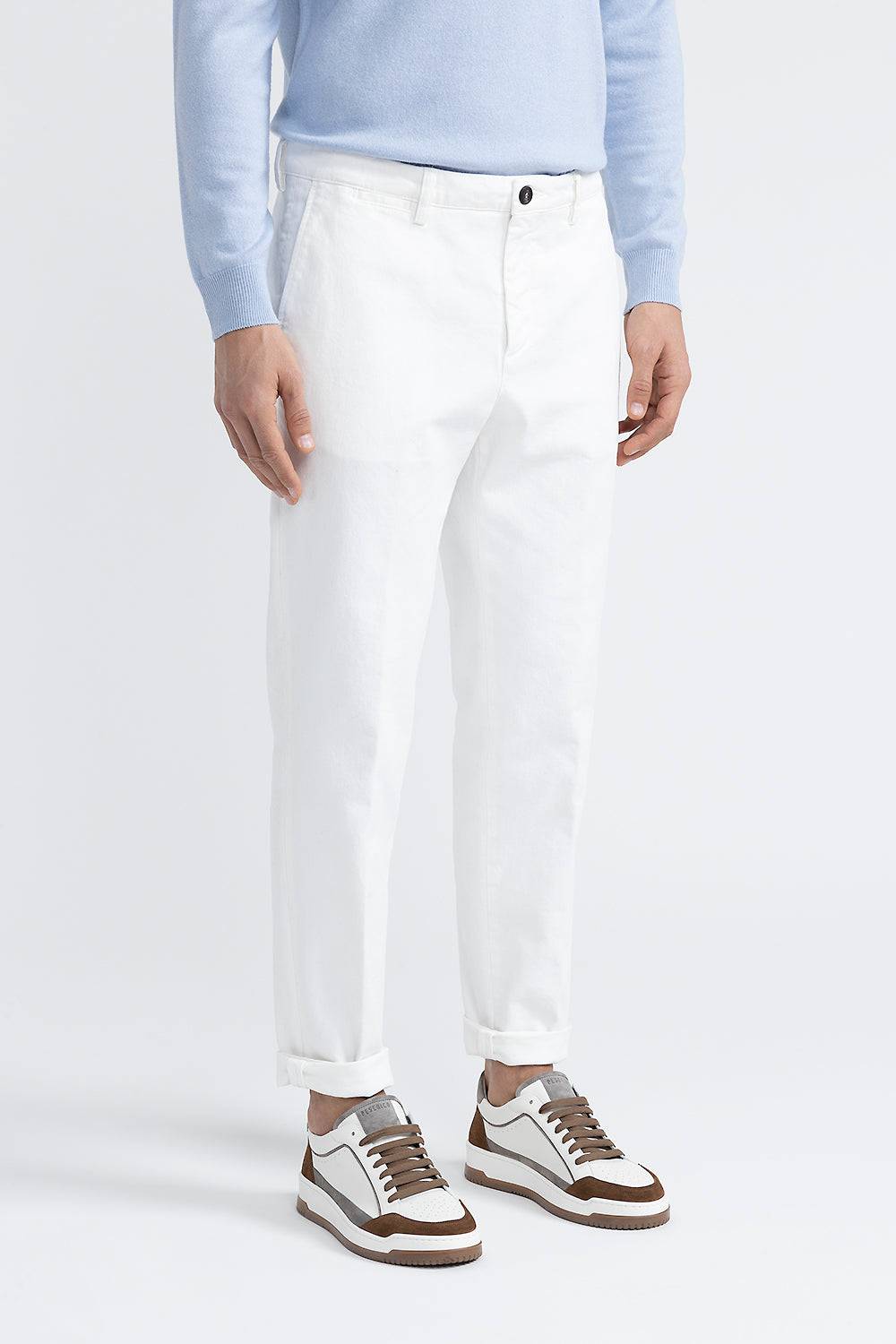 Peserico Pantalone chino in bull denim bianco