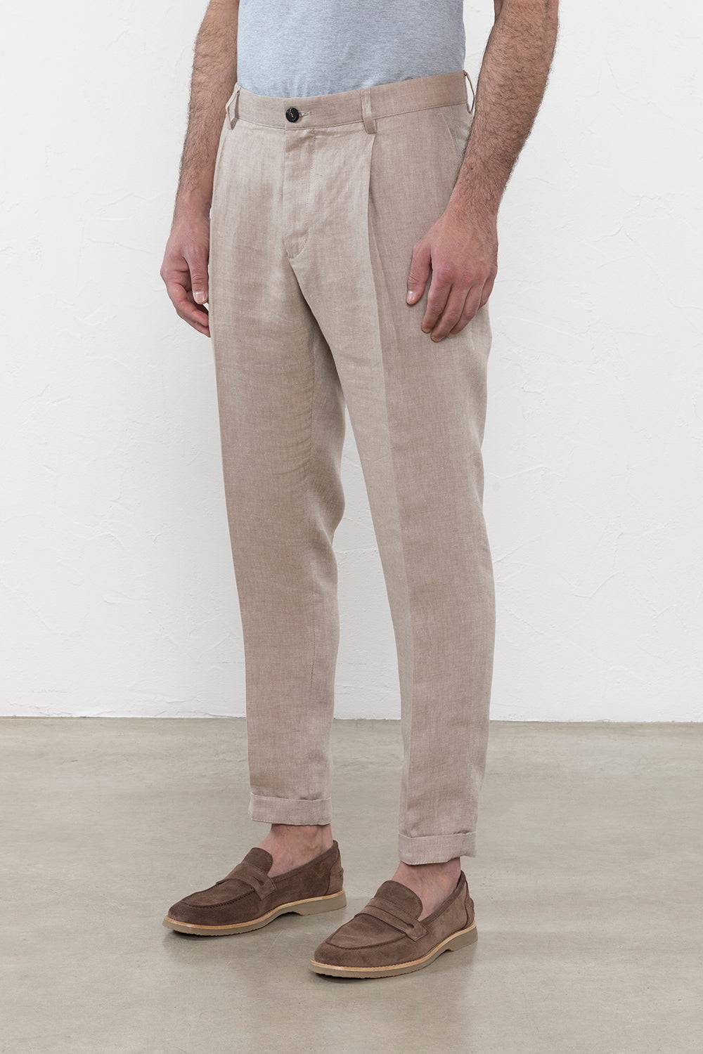 Peserico Pantalone chino in chevron di puro lino