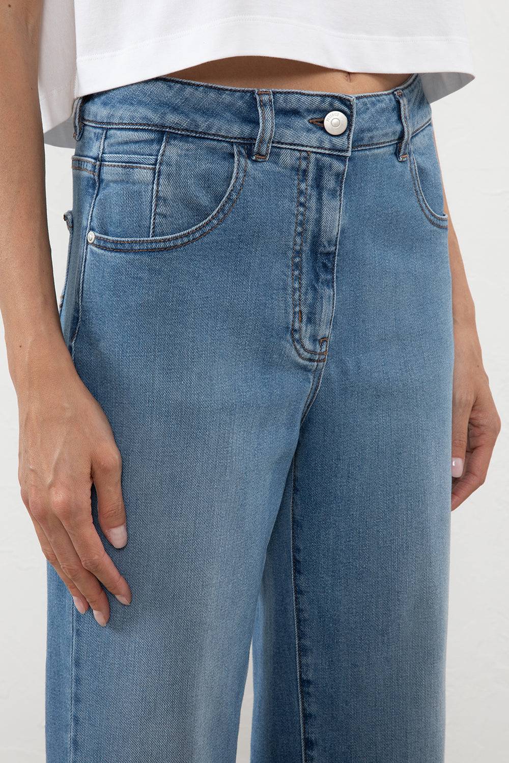 Peserico Pantalone Denim In Cotone Stretch