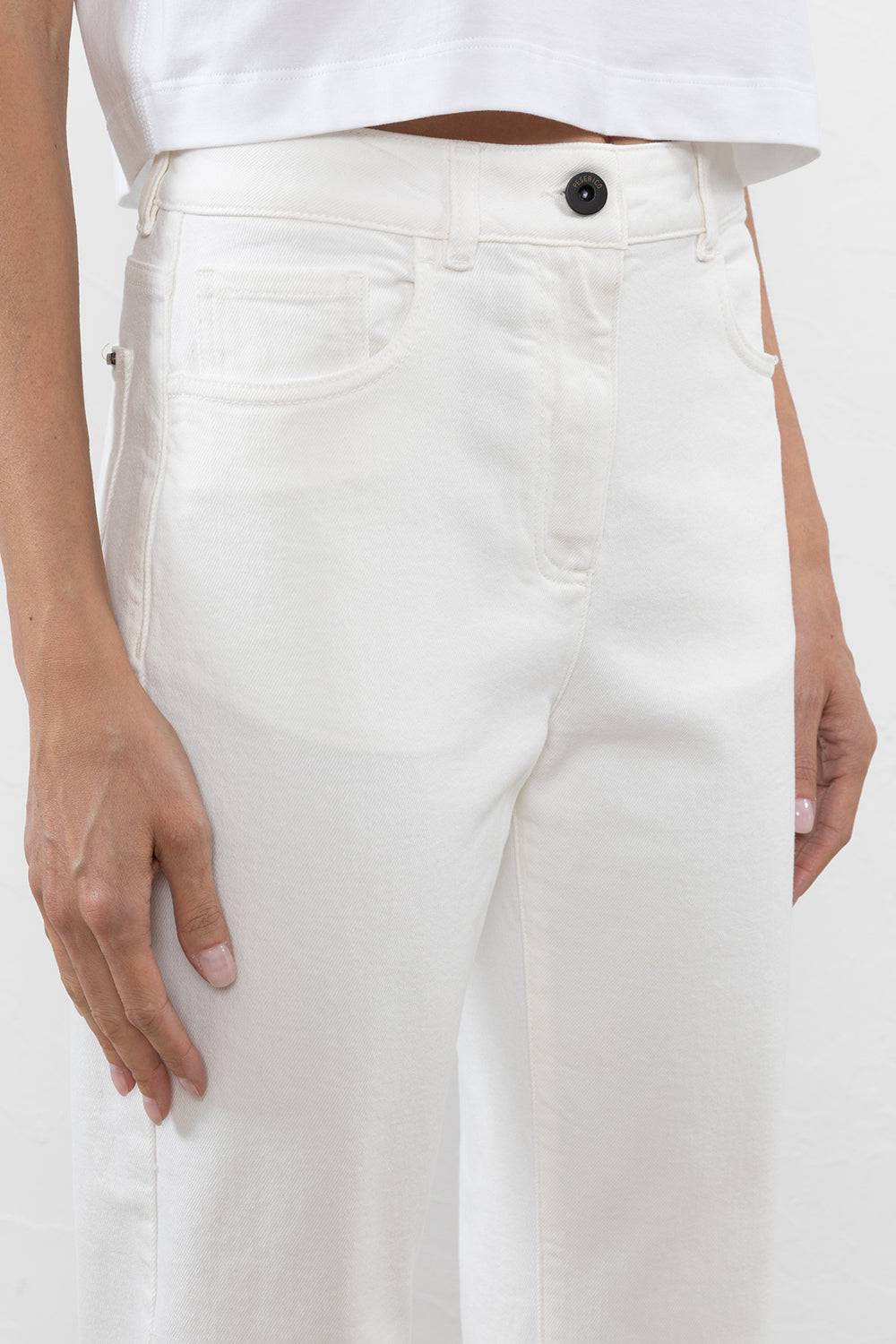 Peserico Pantalone Denim In Drill écru Di Cotone