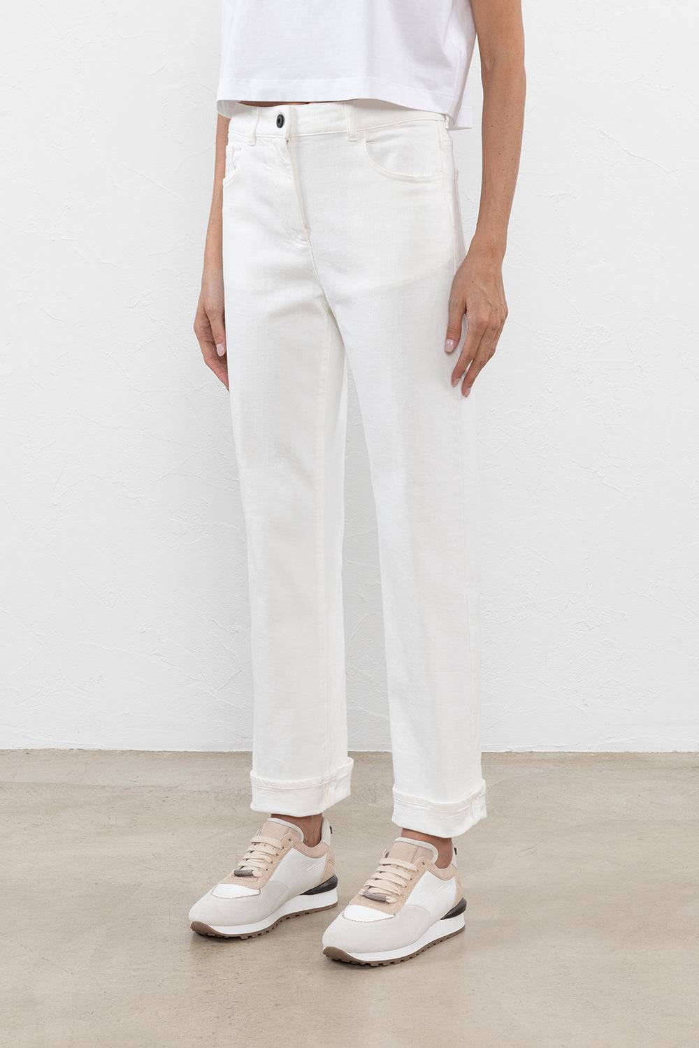 Peserico Pantalone denim in drill écru di cotone