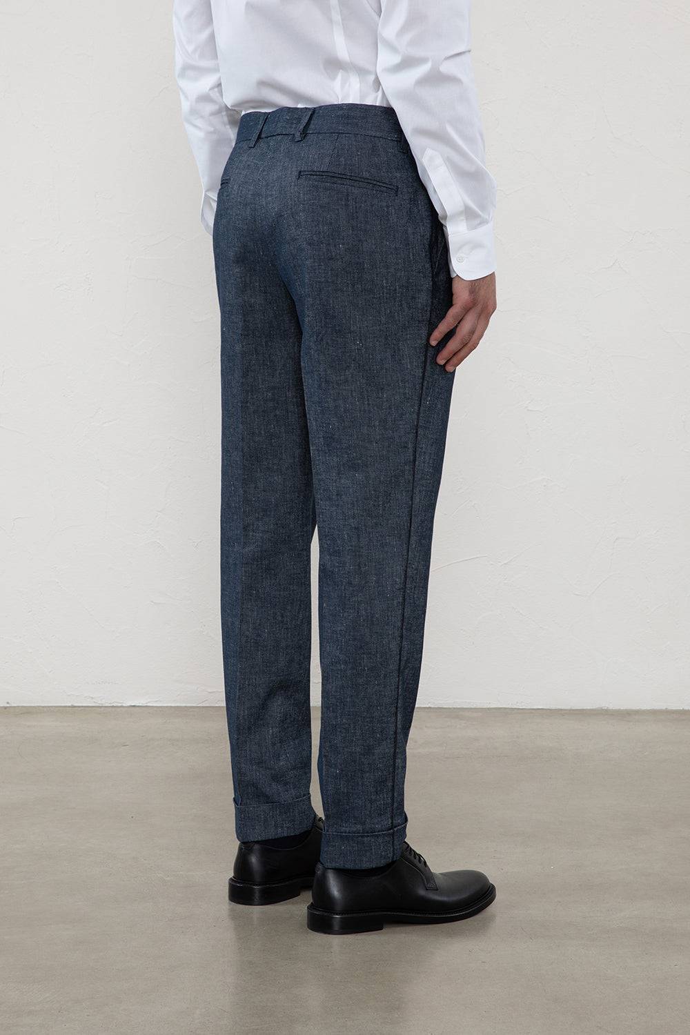 Peserico Pantalone Flat In Lino Cotone