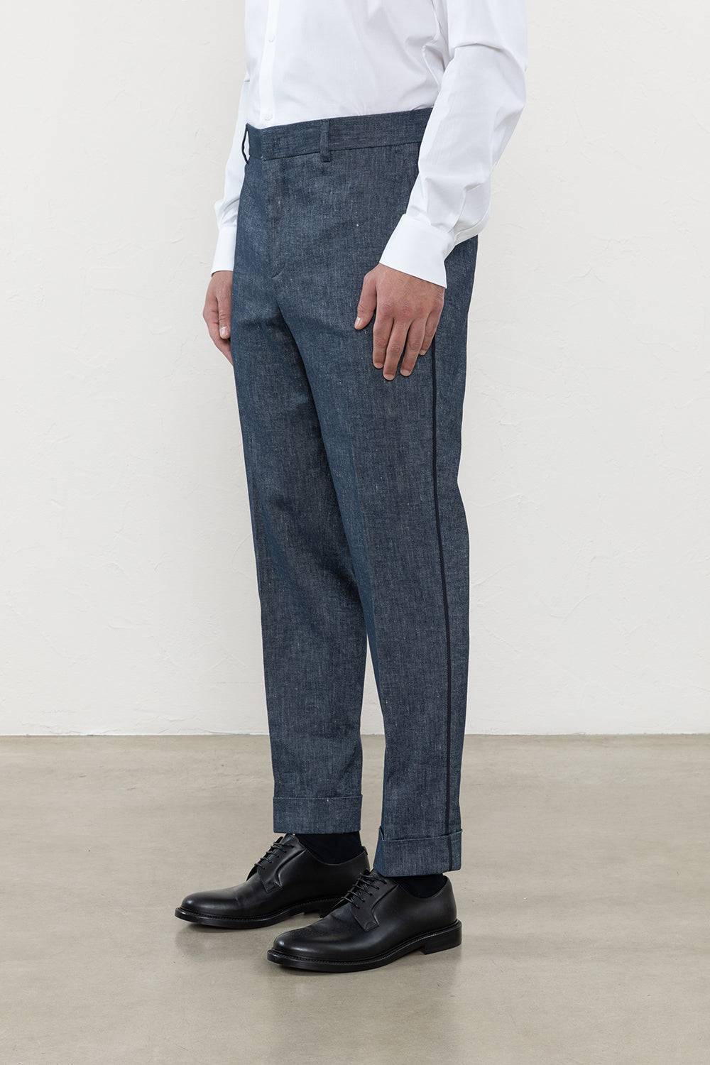 Peserico Pantalone flat in lino cotone