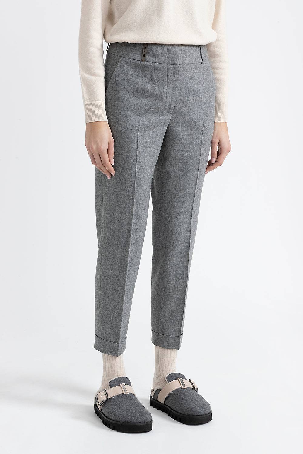 Peserico Pantalone In Flanella Di Lana E Cashmere