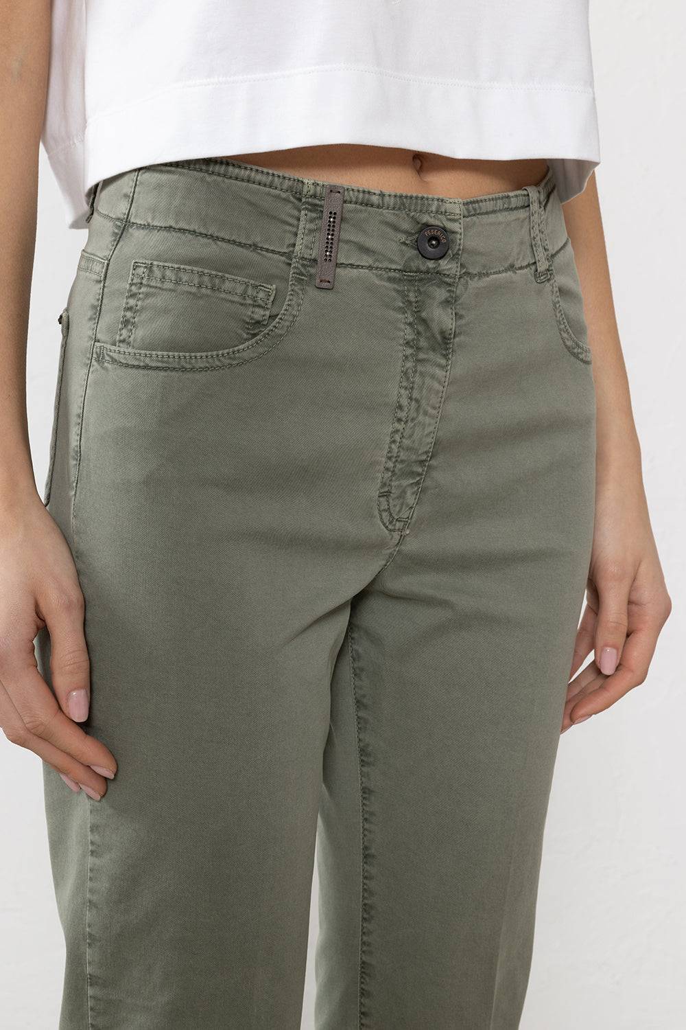 Peserico Pantalone In Gabardina Di Cotone Stretch