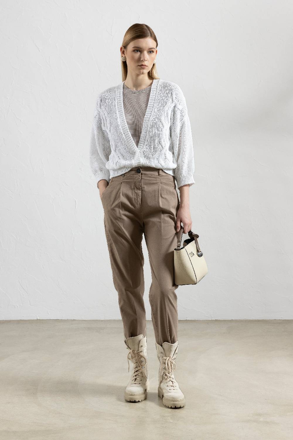 Peserico Pantalone In Gabardina Di Cotone Stretch