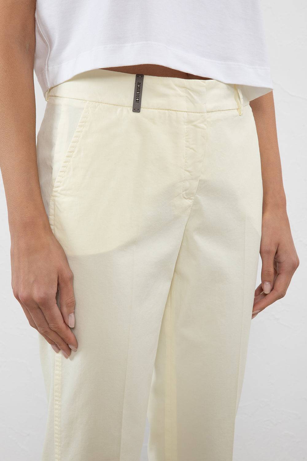 Peserico Pantalone In Gabardina Di Cotone Stretch