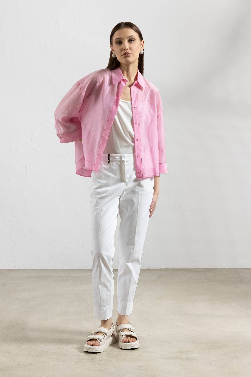 Peserico Pantalone In Gabardina Di Cotone Stretch