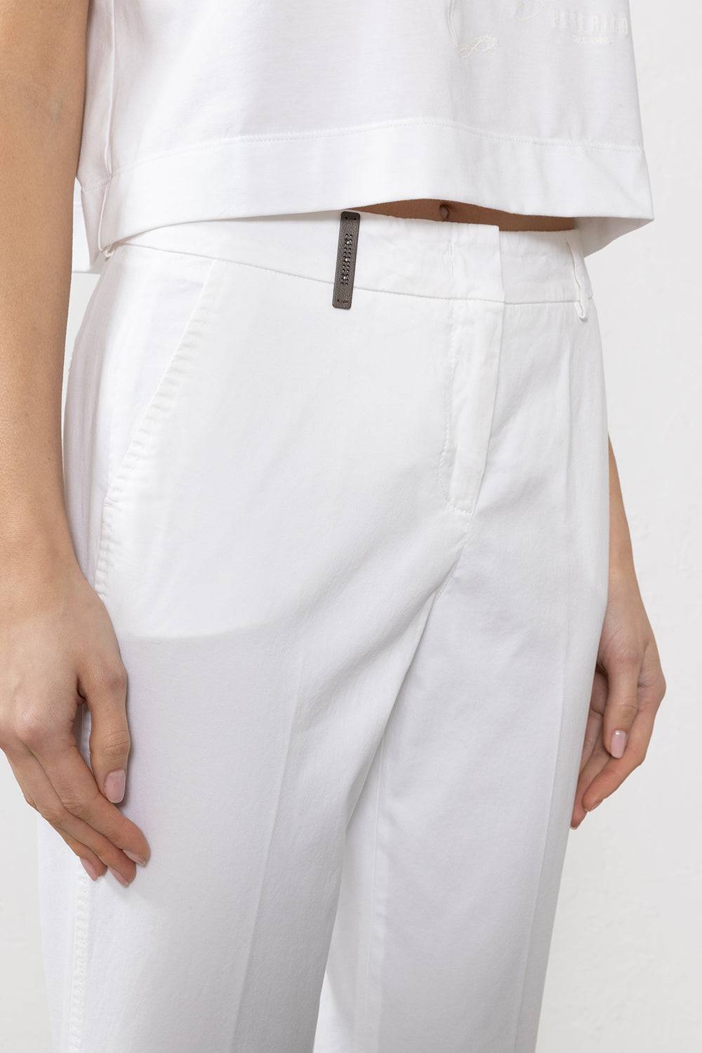 Peserico Pantalone In Gabardina Di Cotone Stretch