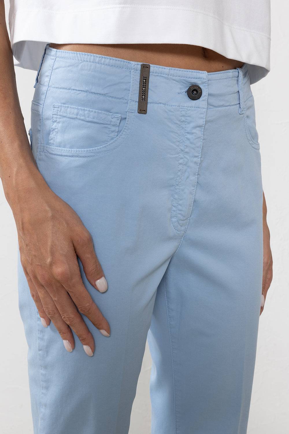 Peserico Pantalone In Gabardina Di Cotone Stretch