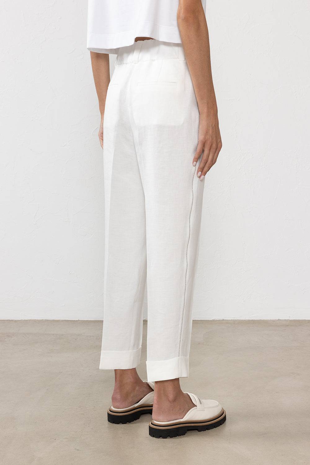 Peserico Pantalone In Gabardina Di Puro Lino