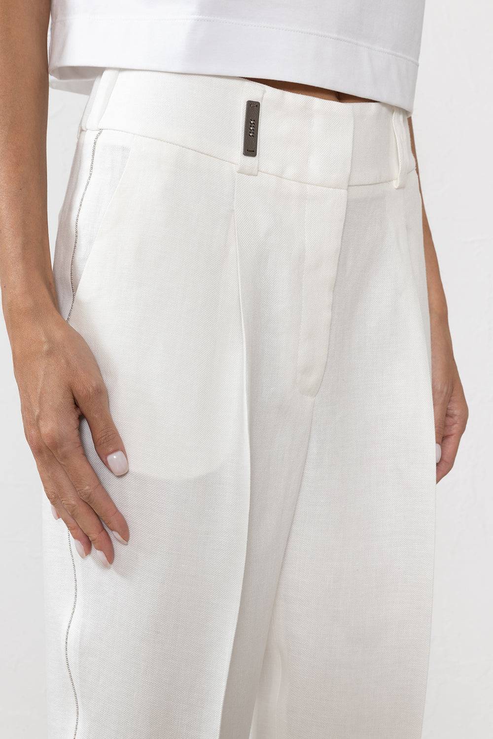 Peserico Pantalone In Gabardina Di Puro Lino