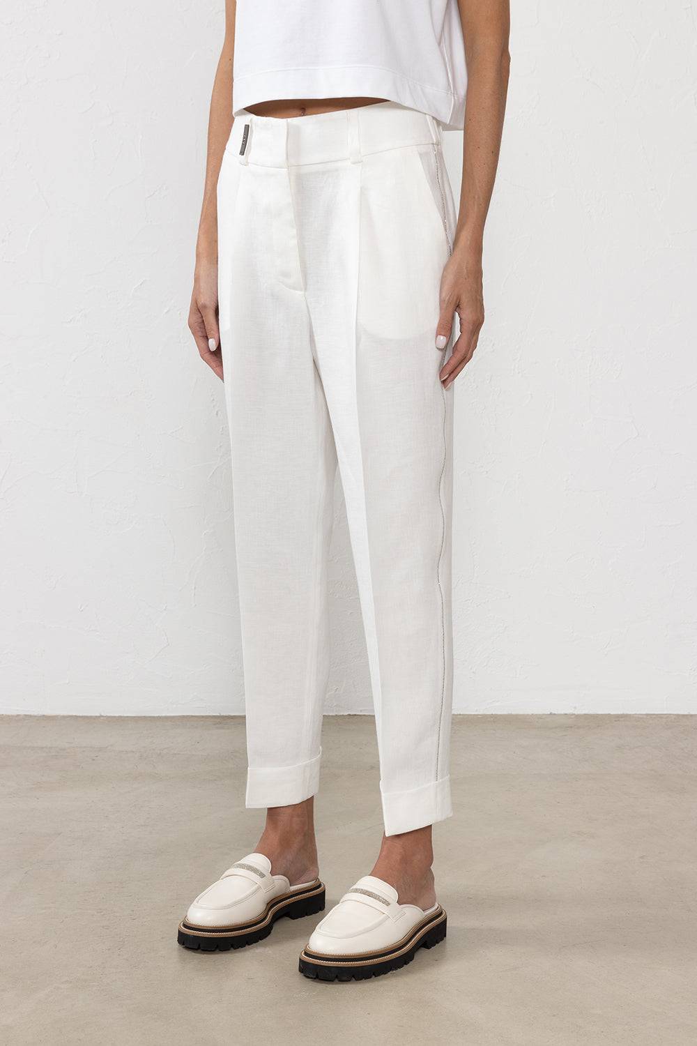 Peserico Pantalone in gabardina di puro lino