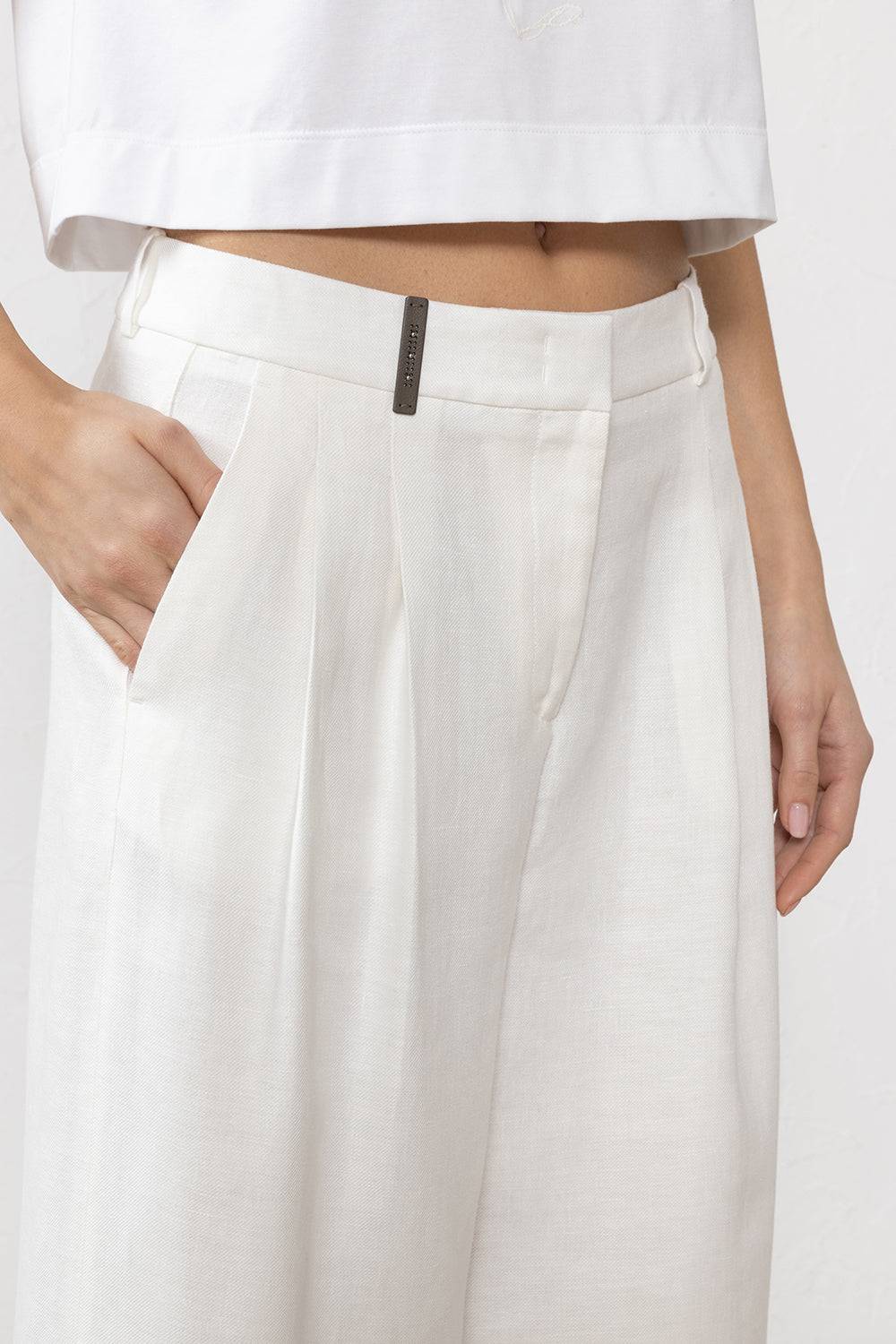 Peserico Pantalone In Gabardina Di Puro Lino