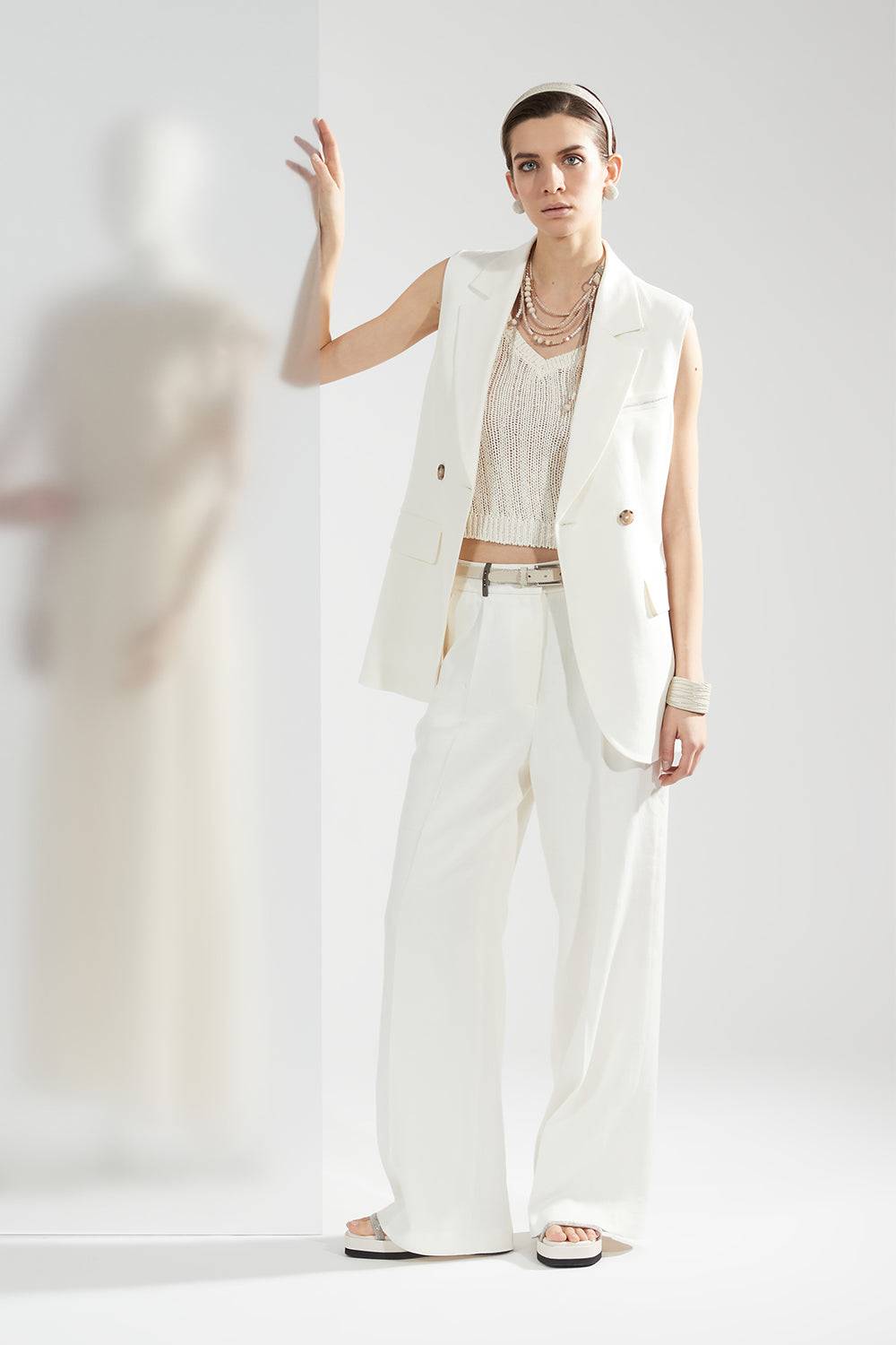 Peserico Pantalone In Lino Viscosa Stretch