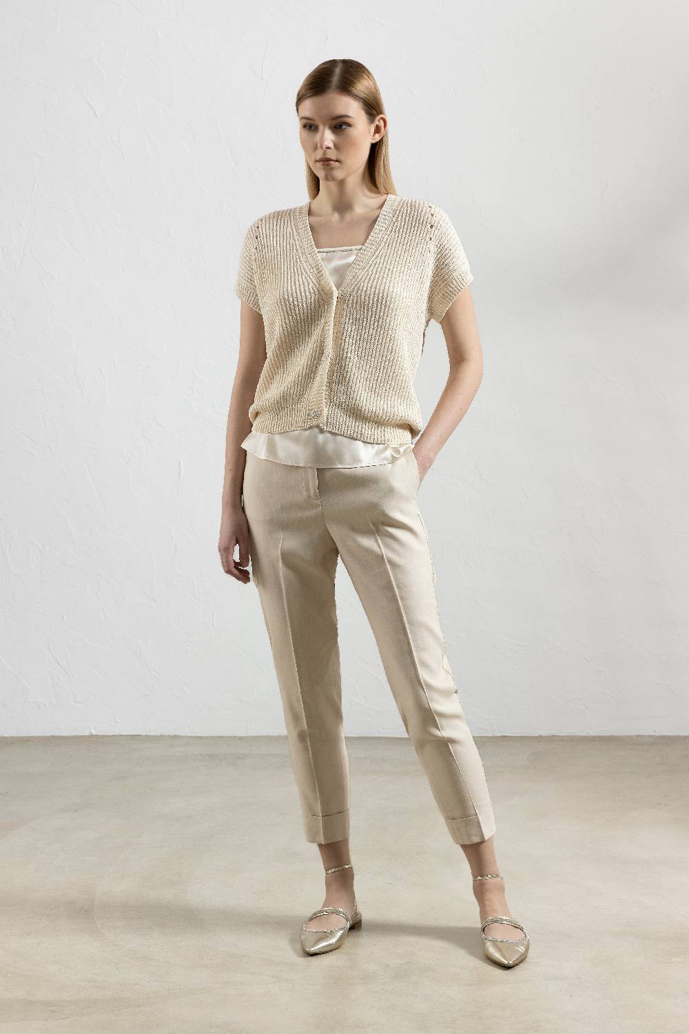 Peserico Pantalone In Lino Viscosa Stretch