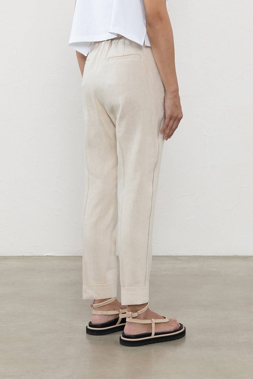 Peserico Pantalone In Lino Viscosa Stretch