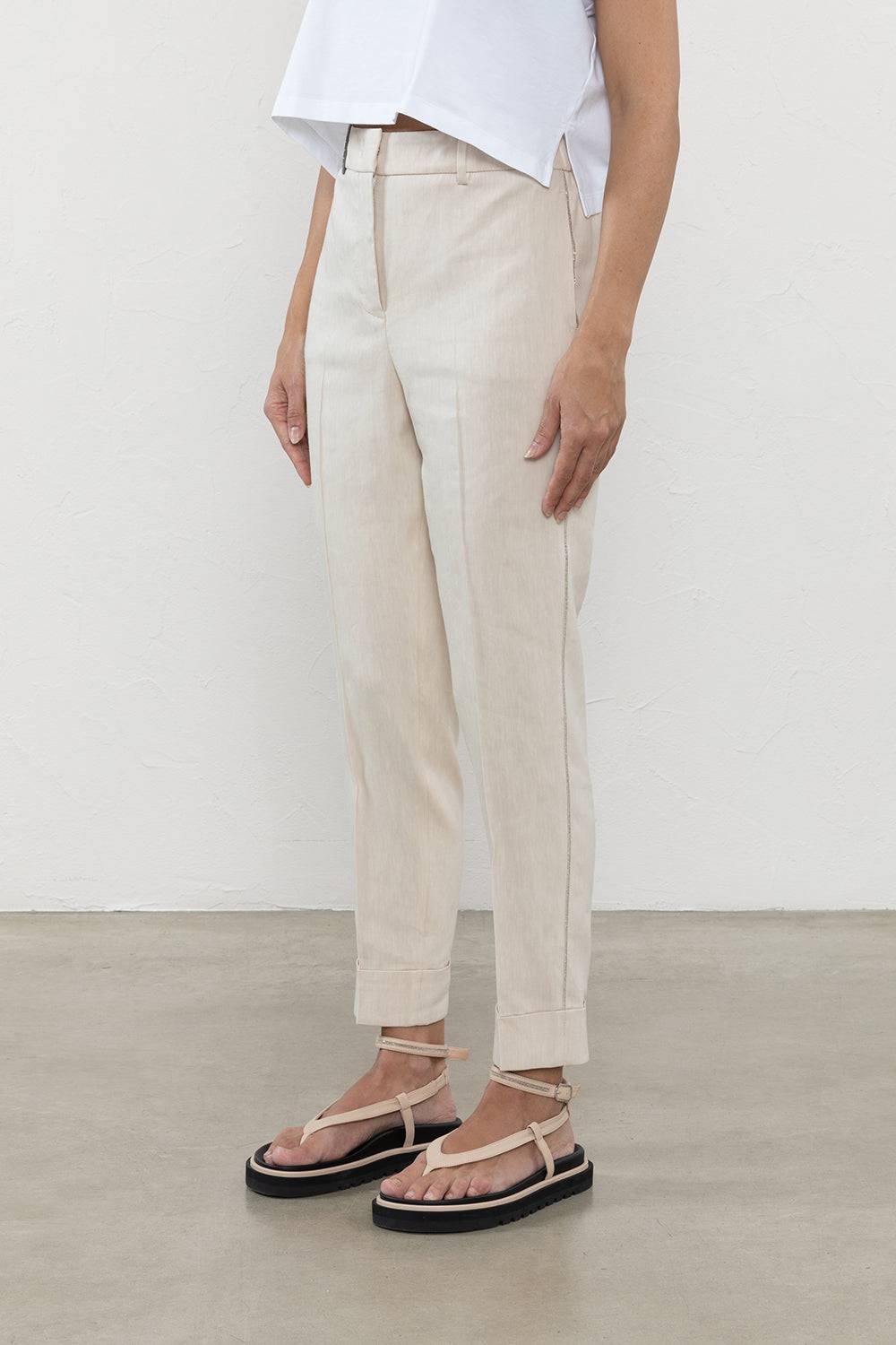 Peserico Pantalone in lino viscosa stretch