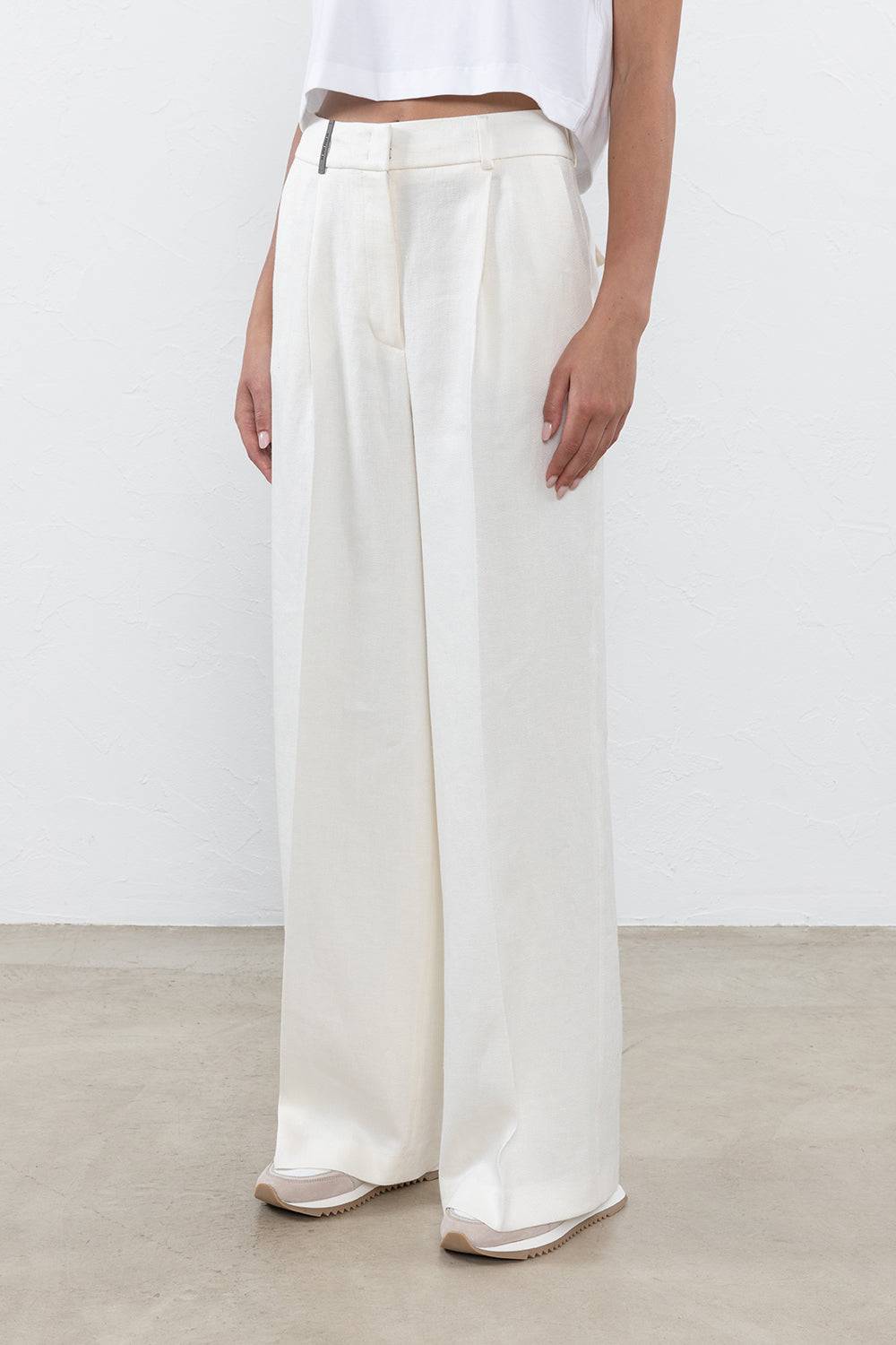 Peserico Pantalone in lino viscosa stretch