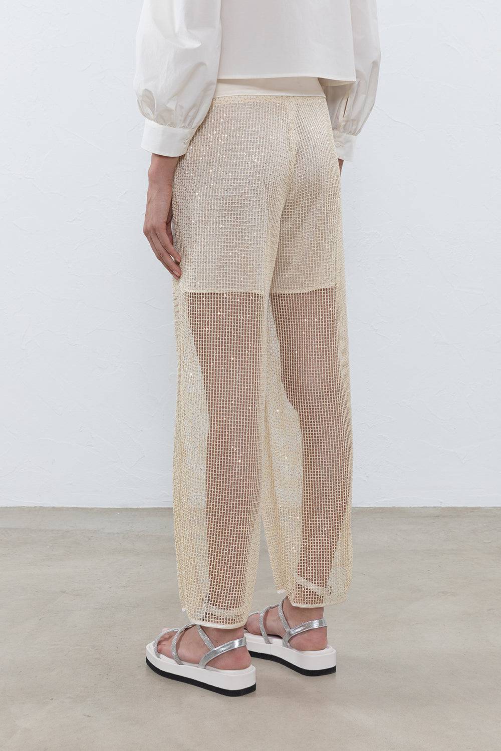 Peserico Pantalone In Rete Di Viscosa E Paillettes