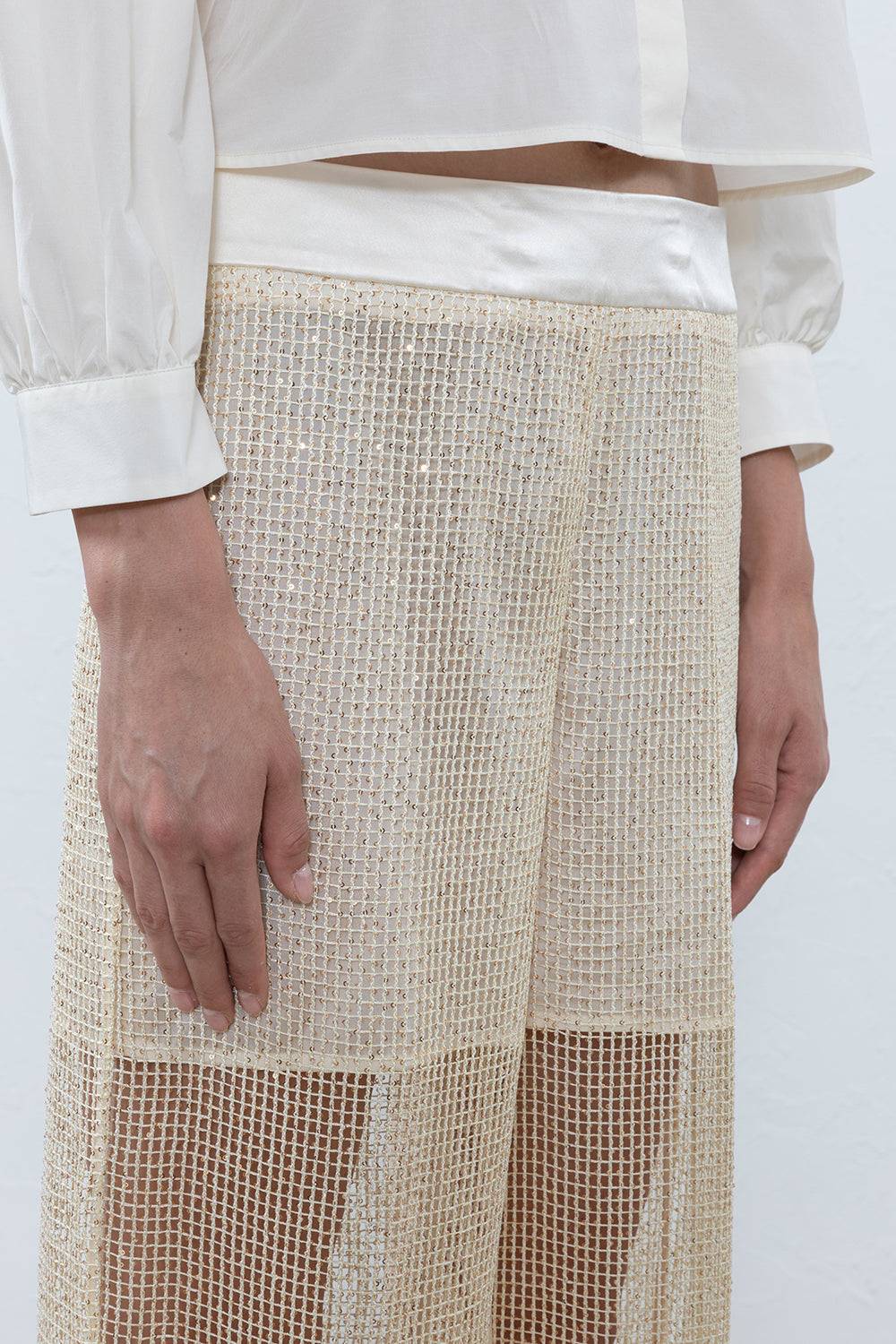 Peserico Pantalone In Rete Di Viscosa E Paillettes