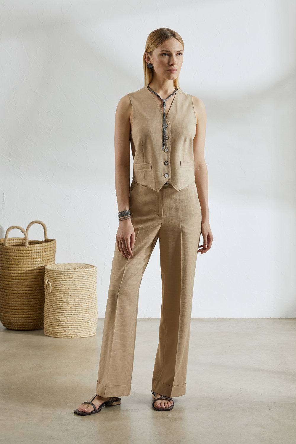 Peserico Pantalone In Tela Misto Viscosa Stretch