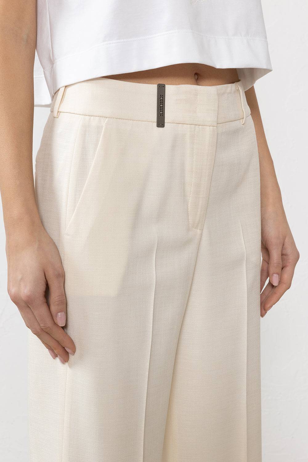 Peserico Pantalone In Tela Misto Viscosa Stretch