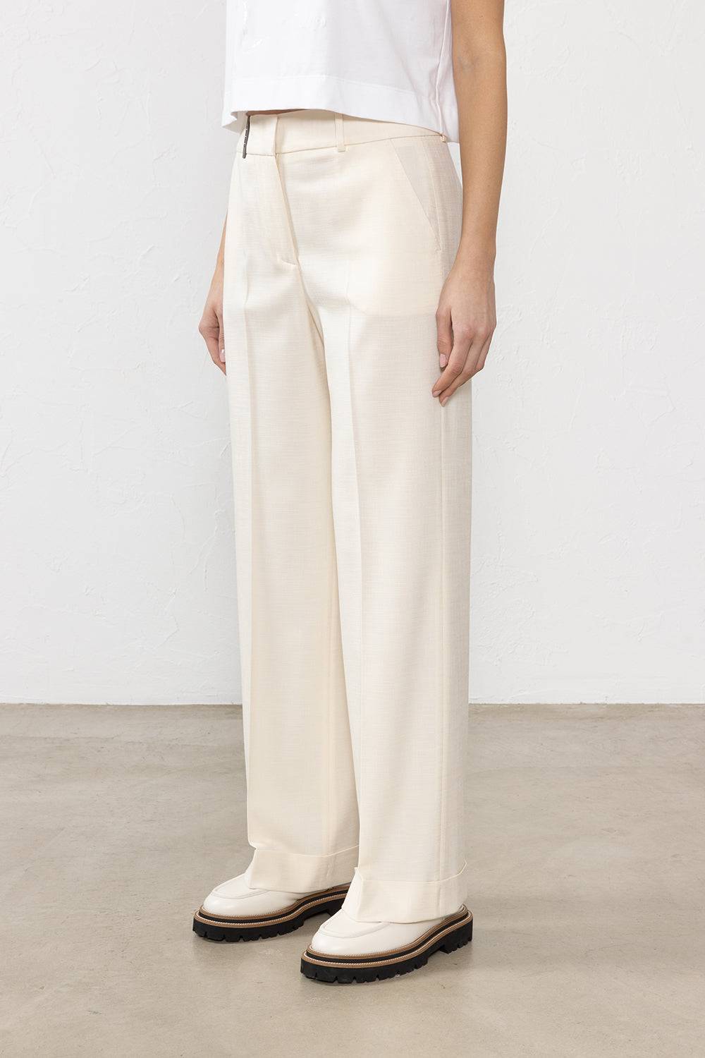 Peserico Pantalone in tela misto viscosa stretch