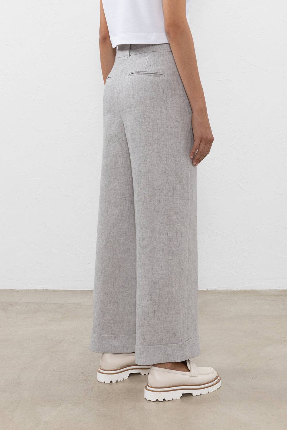 Peserico Pantalone In Tela Spinata Di Puro Lino