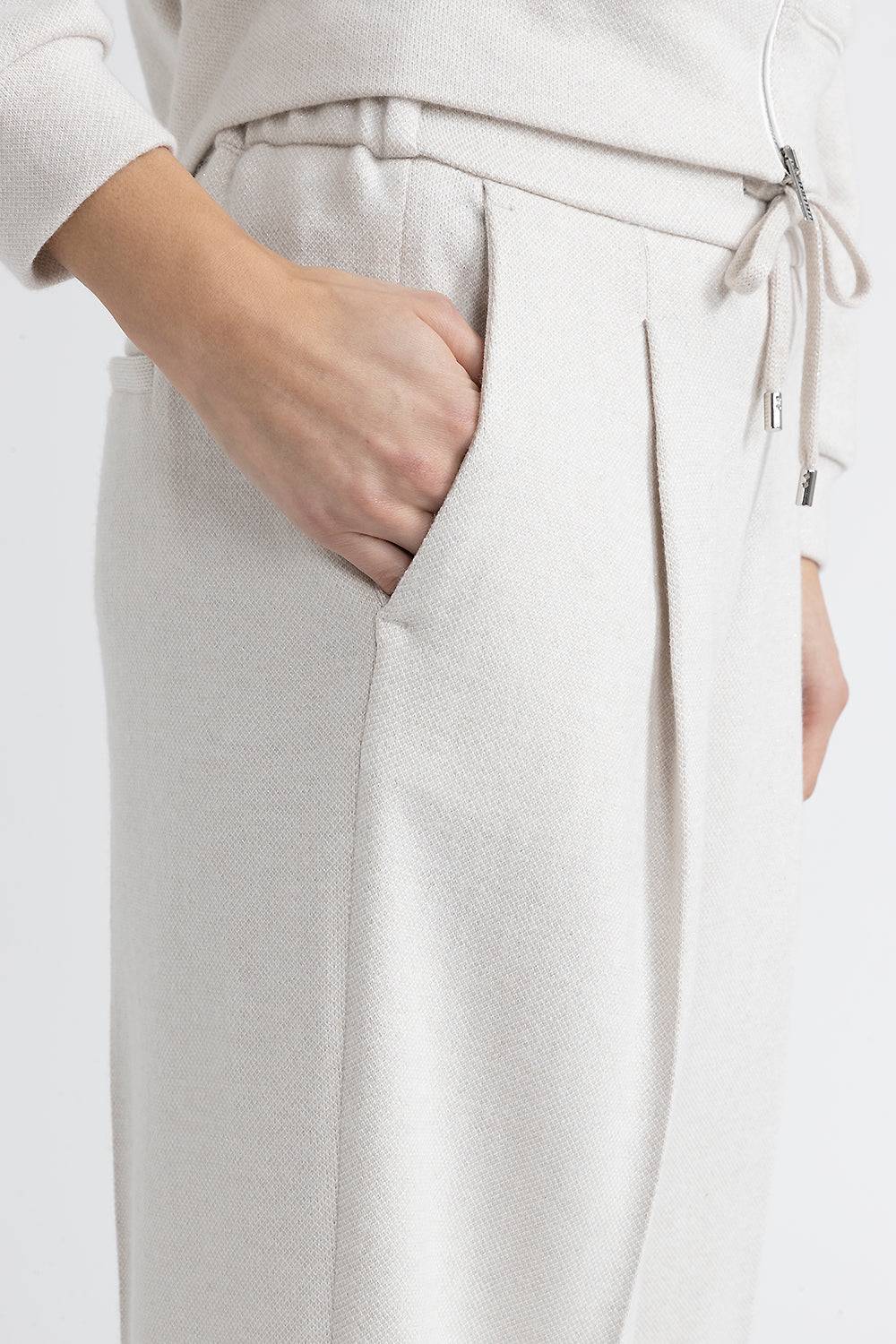 Peserico Pantalone Jogger Con Pince In Felpa Lurex