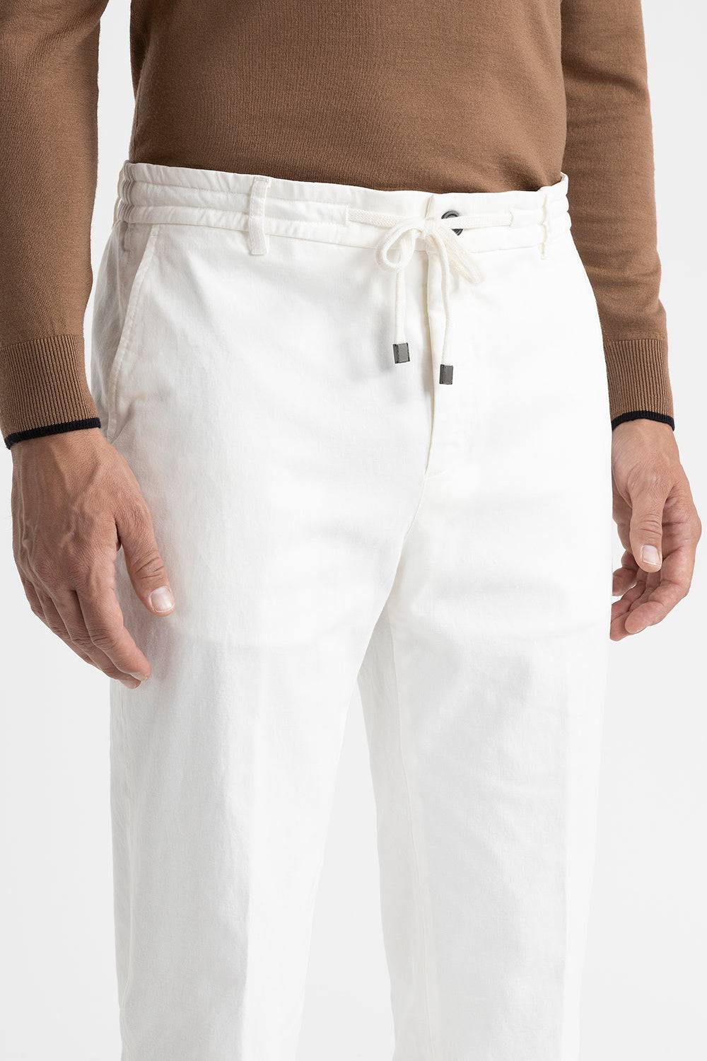 Peserico Pantalone Jogger In Cotone, Seta E Tencel
