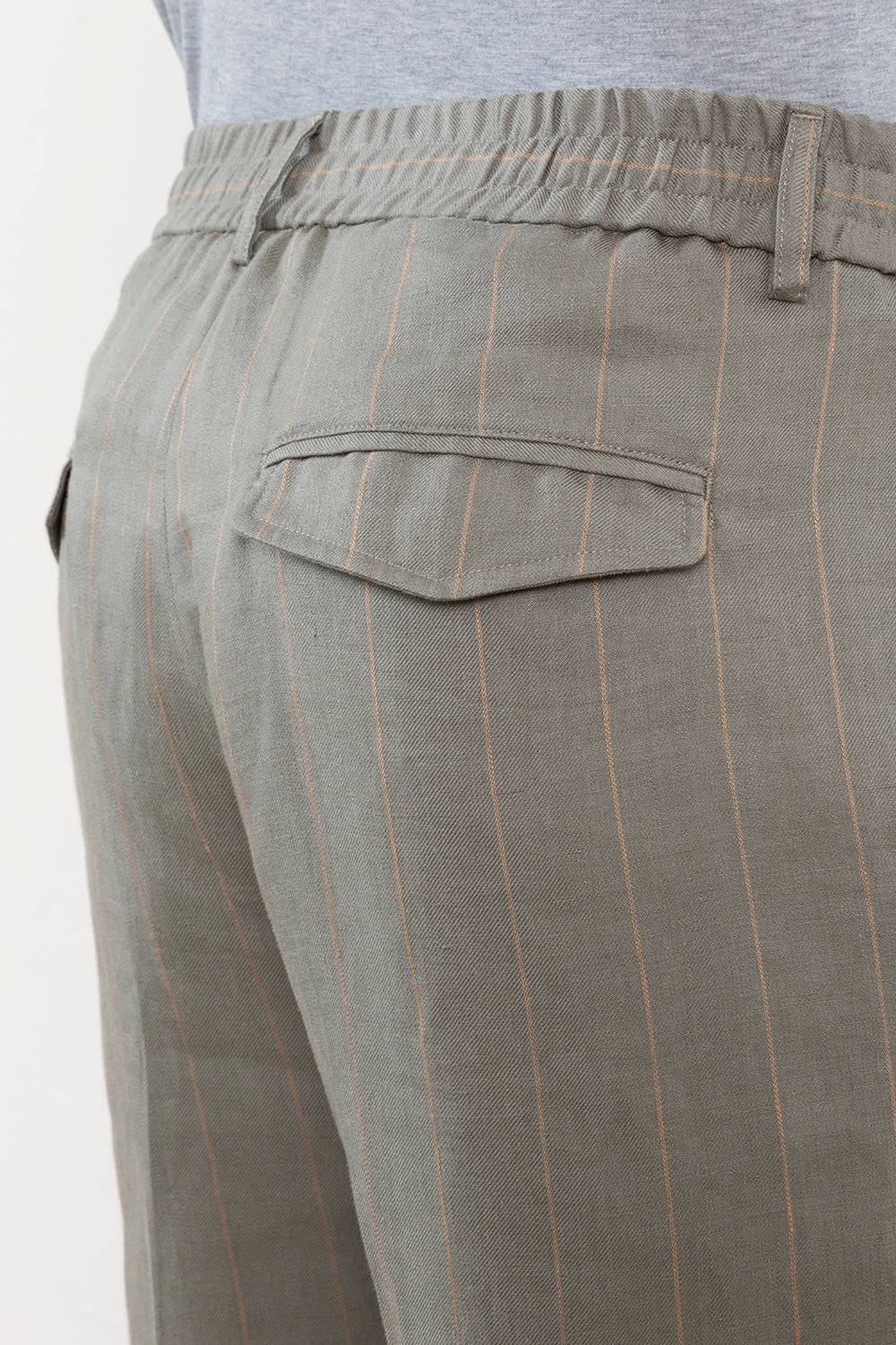 Peserico Pantalone Jogger In Lino Gessato