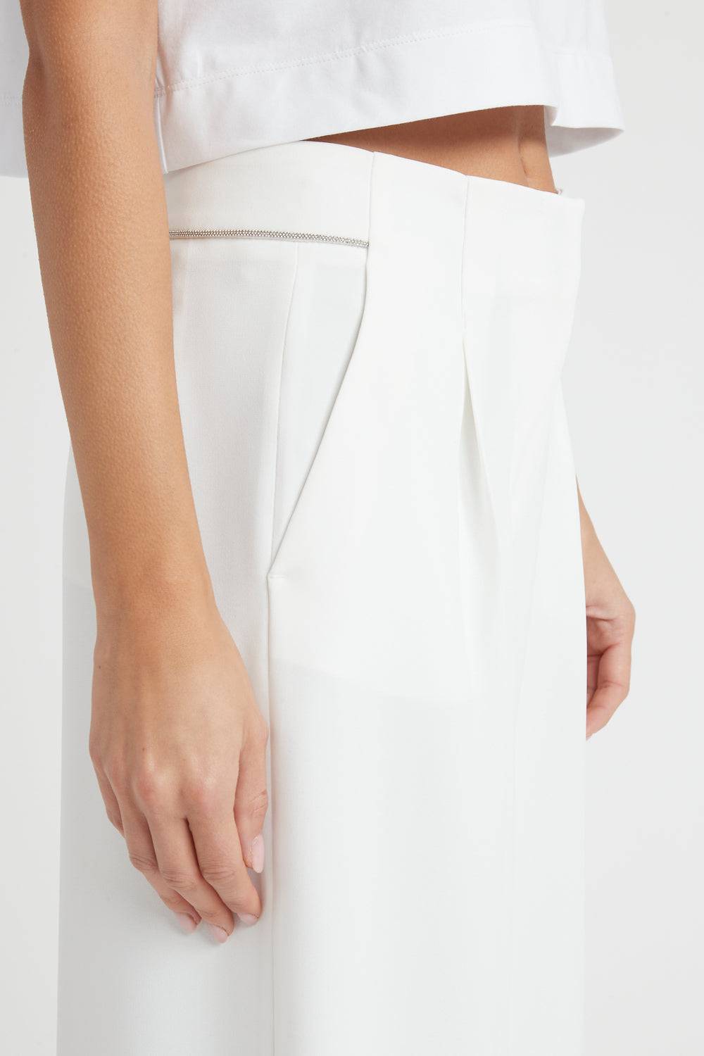 Peserico Pantalone Palazzo In Fluido Cady Crepe