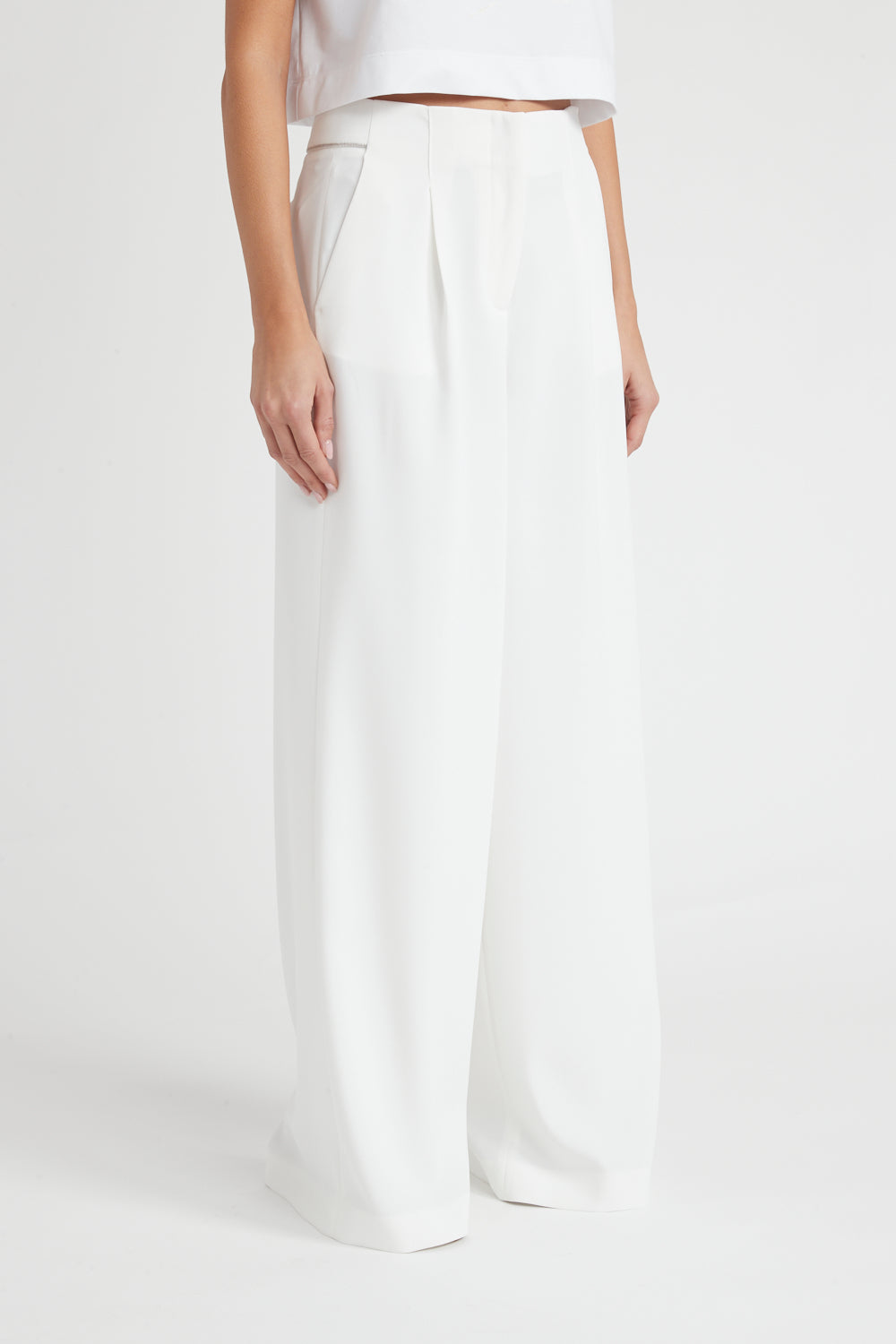 Peserico Pantalone palazzo in fluido cady crepe