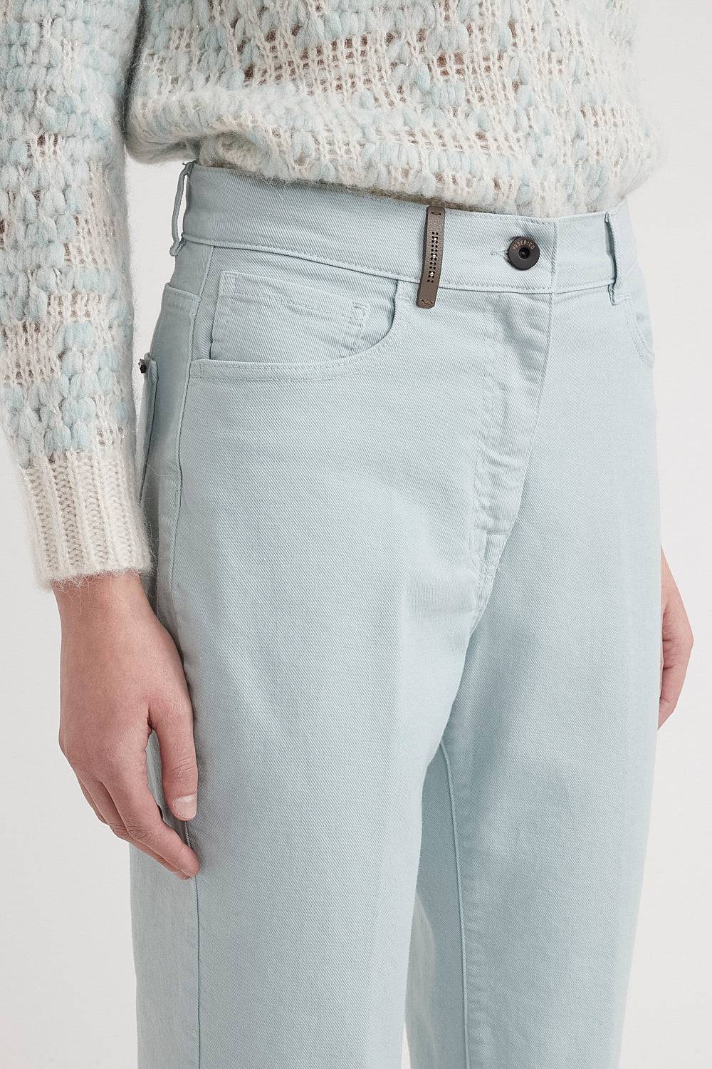 Peserico Pantalone Straight Cropped In Bull Denim