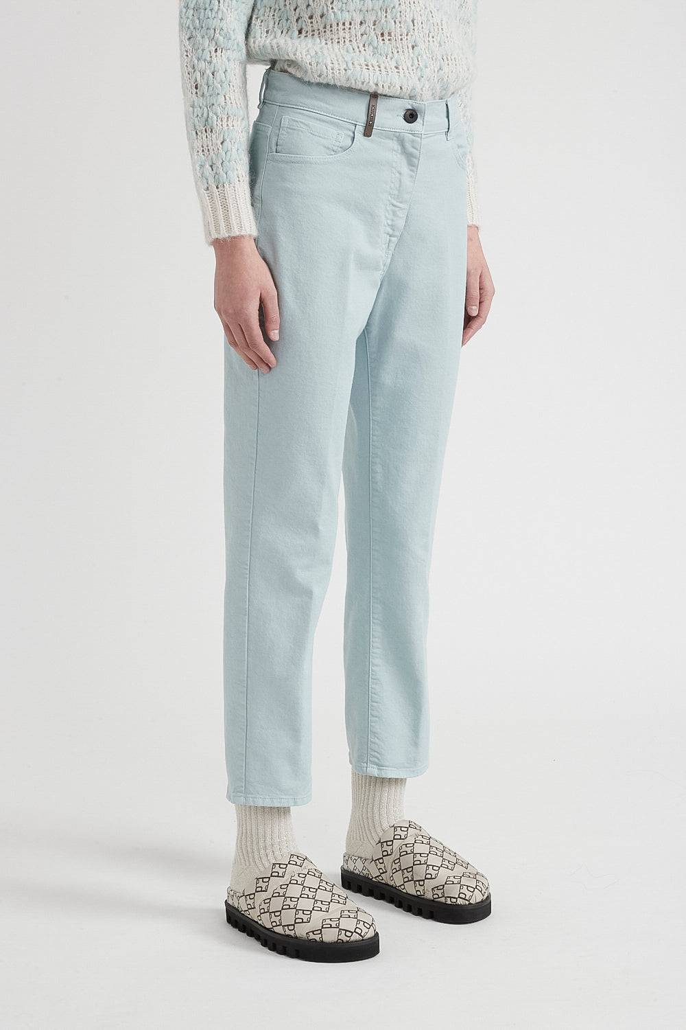 Peserico Pantalone straight cropped in bull denim