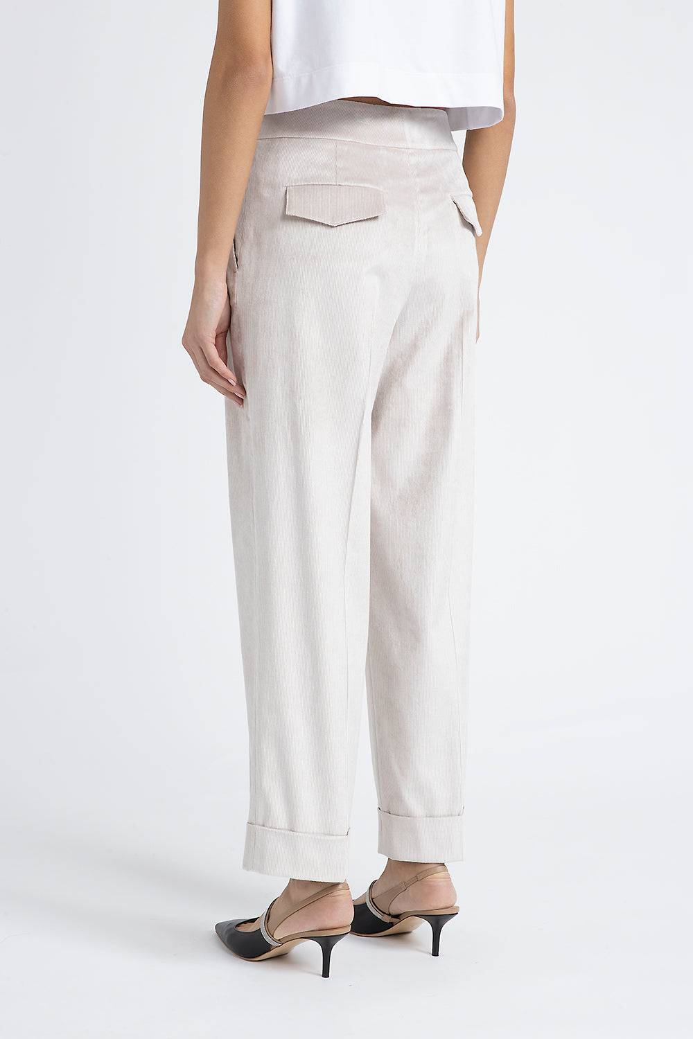 Peserico Pantalone Straight In Velluto 2000 Righe