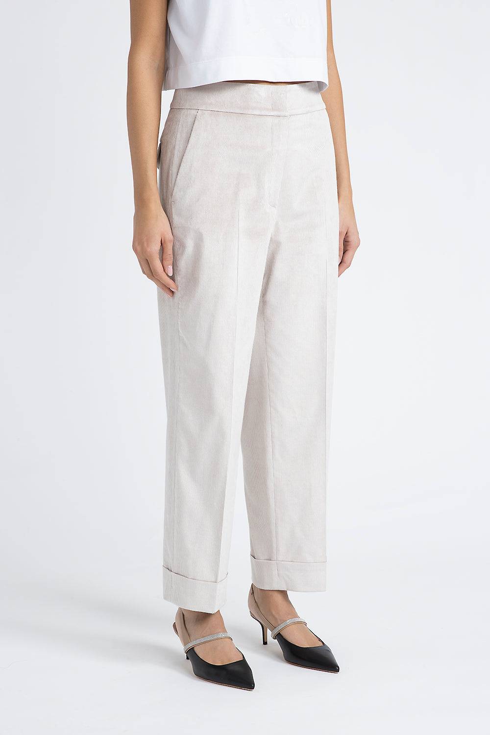 Peserico Pantalone straight in velluto 2000 righe