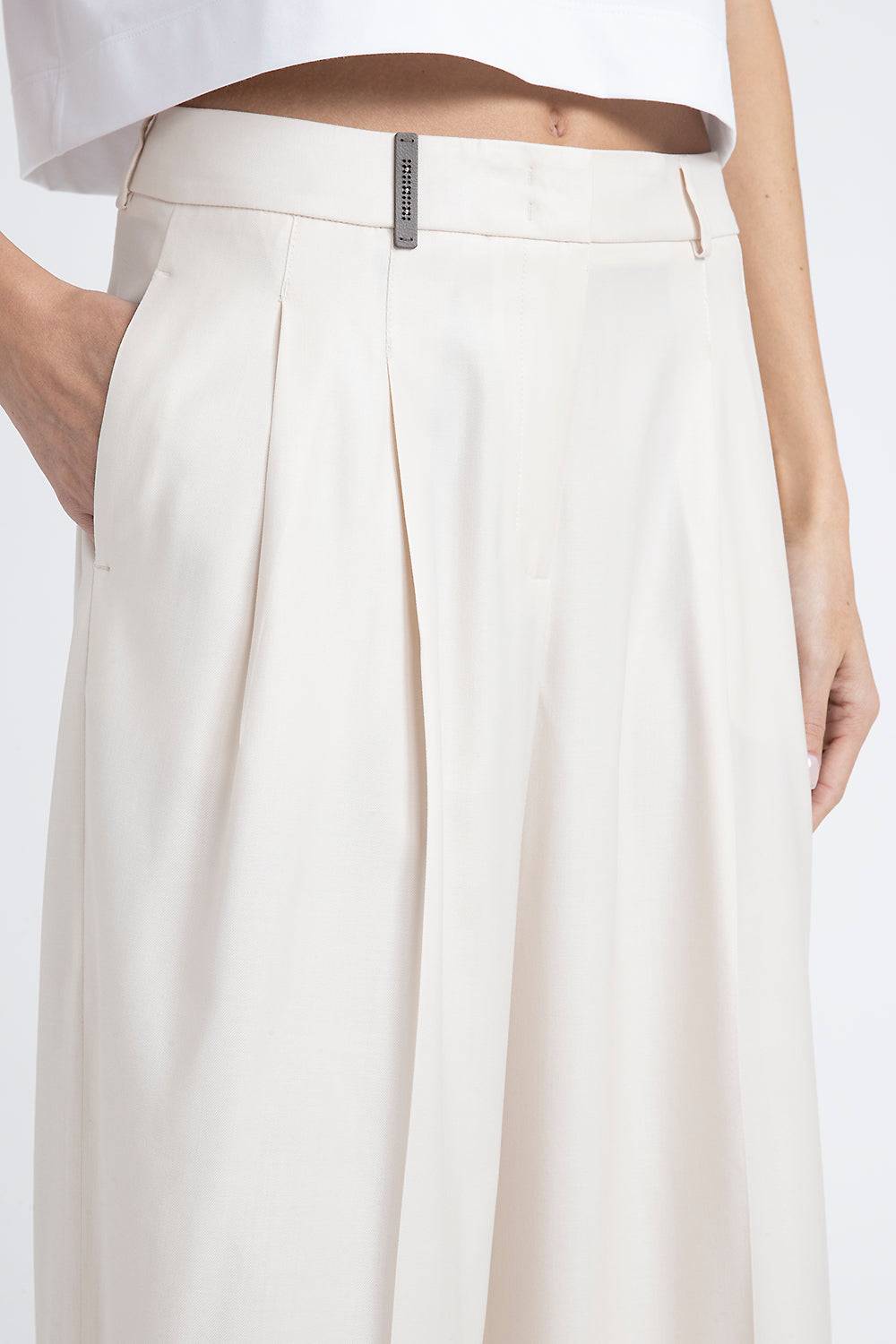 Peserico Pantalone Wide In Twill