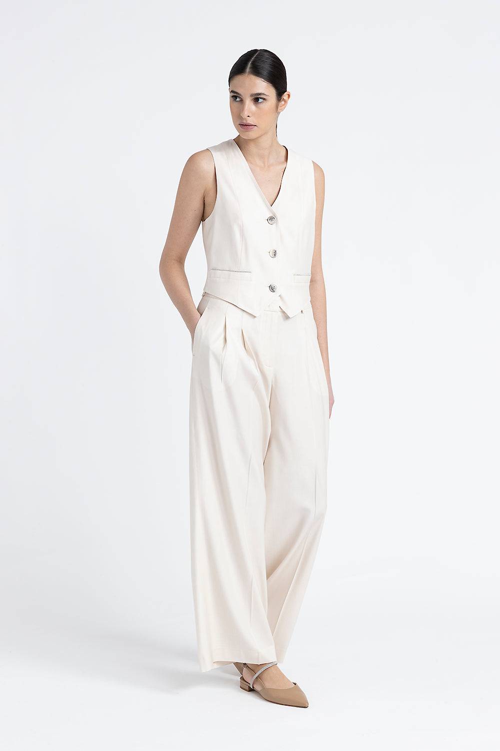 Peserico Pantalone Wide In Twill